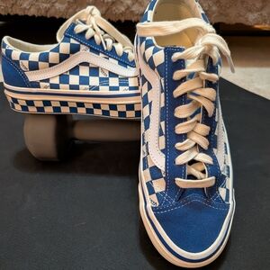 Vans Blue and White Checkered Sneakers
